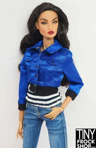 Integrity Le Chic Poppy Ginger Blue Bomber Jacket - Picture 1 of 3