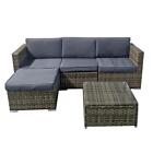 Outdoor Rattan Garden Furniture Sofa Set 4-Seater Chair Lounge Table Patio Brown