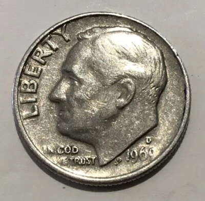 1969 D - Roosevelt Dime w/strike through & dent from ? - #d155 - Image 1 of 4