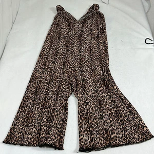 Good American Brown Animal Print Wide Leg One-Piece Jumpsuit Womens Size 5-8 - Picture 1 of 7