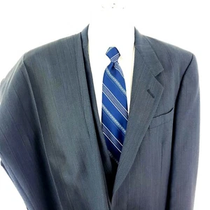 Austin Reed Wool 2 Button 2 Piece Suit 40L Gray Blue Striped 37/32 Pleated - Picture 1 of 11
