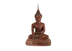 Großer , Antiker Buddha. Papiermaché & Lack. Burma O. Nordthailand. 19./20. Jh. - Bild 1 von 13