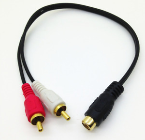 RCA Female to 2 Dual RCA Male Plug Audio Cable Adapter Y Splitter Converter 20cm