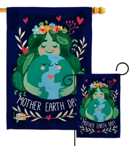 Our Mother Earth World Heart Day Tree Climat Recycle Love Garden House Yard Flag - Picture 1 of 13