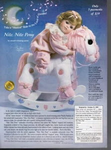 Anuncio estampado publicitario vintage de 13,5 pulgadas muñeca Nite Nite Pony Parkins Hamilton 1995 - Imagen 1 de 1