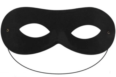 BLACK DOMINO EYE MASK ROBBER BANDIT SUPERHERO EYE MASK HALLOWEEN FANCY DRESS  - Image 1 of 3