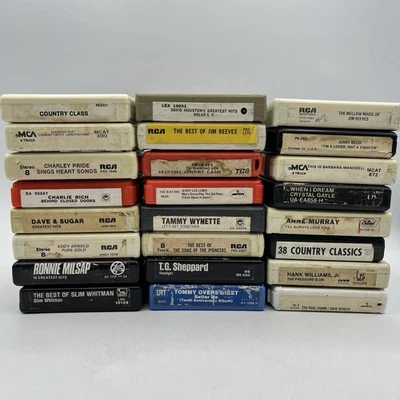 Lot of 24 Untested 8 Track Tapes - Country Music - Not Serviced - Sold As Is Foto 1 de 4