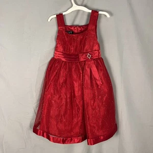 Girls size 6 Red Wide Strap Dress that glimmers and sparkles - Picture 1 of 3