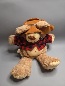 VTG 1984 Cabbage Patch FURSKINS DUDDLY Bear Plaid Overalls 22" Xavier Roberts B4 - Picture 1 of 5