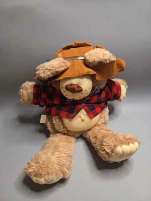 VTG 1984 Cabbage Patch FURSKINS DUDDLY Bear Plaid Overalls 22" Xavier Roberts B4 - Image 1 of 4