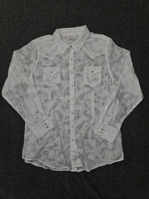 Camisa Ariat Para Mujer XL Blanca Cachemira Occidental Perla Transparente Prenda para el torso Blusa Vaquera Foto 1 de 4