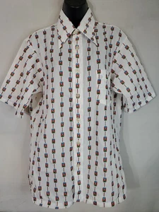 Vintage Enro Button Up Shirt Men's Size Medium Short Sleeve Casual Nautical - Picture 1 of 11