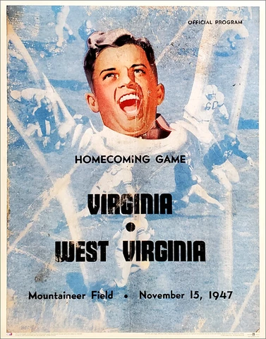 WEST VIRGINIA FOOTBALL vs Virginia 1947 Vintage Program Cover 22x28 POSTER Print Cover