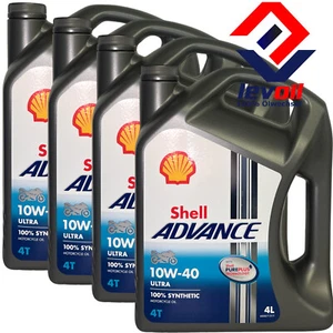 4x4 Liter Shell Advance Ultra 10W-40 Motorradöl 10W40 4 Takt Vollsynthetisch - Bild 1 von 1