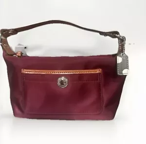 Coach Hampton Mini Tote Pouch Cranberry Nylon Y2K Burgundy Vintage - Picture 1 of 6