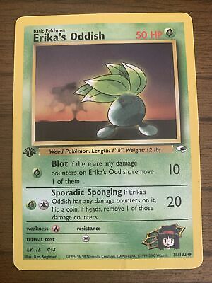 Erika's Oddish 78/132 Pokemon Card TCG Gym Heroes 1st Edition NM 2000
