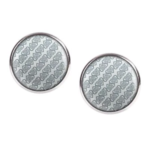 Mylery Stud Earrings Pair with Motif Celtic Celtic Pattern Grey Blue Silver Various - Picture 1 of 6