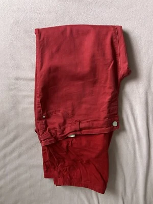 Umstandsmode Set, rote Jeans Gr. 44 (C&A) und leichter grauer Pulli Gr.  L (H&M) - Bild 1 von 4