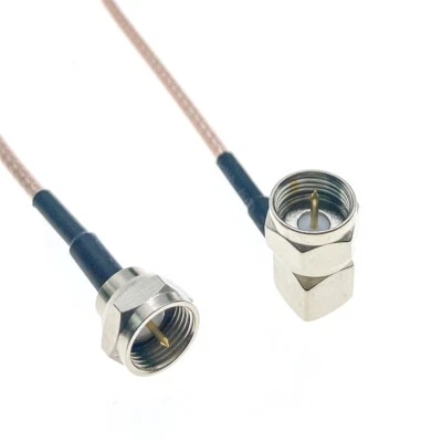 F Male plug to F Male right angle RG179 cable 75ohm Pigtail Coax TV Video lot - Image 1 of 4