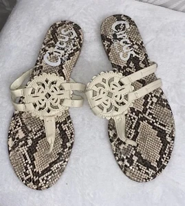 Sam Edelman “Circus” Thong Sandals Brown Snake Print,Cherri Medallion, SZ 9M - Picture 1 of 11