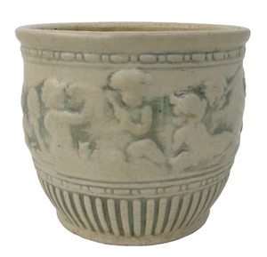 Antique Weller Art Pottery Fairfield Cherubs 6.5" Jardiniere Flower Pot Planter - Picture 1 of 4