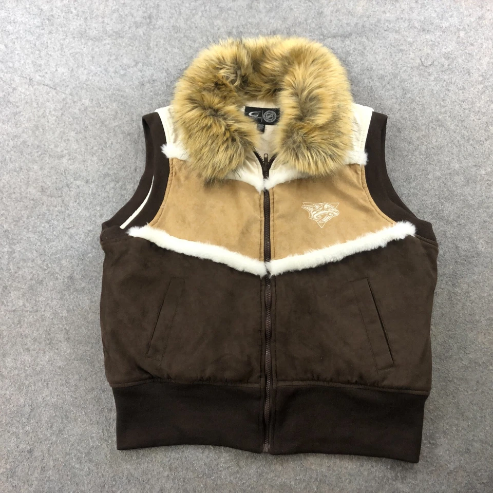 Chaleco Nashville Predators para mujer 2XL marrón beige cuello de piel sintética hockey G-III Foto 1 de 4