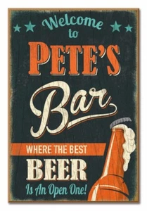 PERSONALISED RETRO STYLE HOME BAR WOODEN BEER SIGN / WALL PLAQUE - Picture 1 of 4