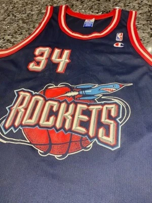Vintage CHAMPION Houston Rockets Hakeem Olajuwon #34 NBA Jersey Men's 48 XL - Image 1 of 4