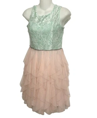 Vestido en cascada con volantes de encaje bordado sin mangas para niña de Rare Editions talla 16 Foto 1 de 4