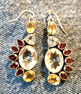 PENDIENTES PLATA 925 ALAMBRE FRANCÉS MULTI PIEDRAS SEMIPRECIOSAS 17,6g no chatarra - Imagen 1 de 8