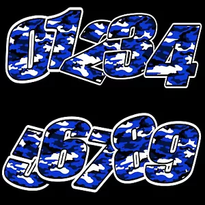RACING START RALLY NUMBER VINYL CAMOUFLAGE BLUE STICKER MOTO GP CAR BIKE ATV - Foto 1 di 11