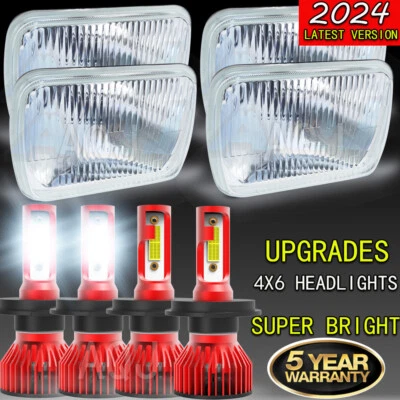 4pcs Fit GMC C1500 Suburban G2500 G3500 Van 4x6'' LED Headlights Hi/Lo Beam Foto 1 de 4