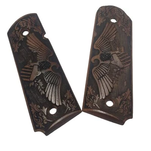Empuñaduras de nogal Colt M1911 .45 1911 diseño águila de EE. UU. paneles de madera - Imagen 1 de 4