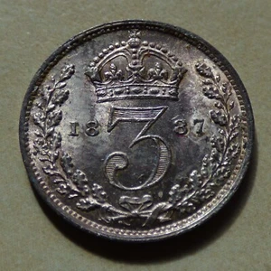 Victoria Jubilee Threepence 1887 Silver 3D Silver High Grade (myrefn83) - Picture 1 of 2