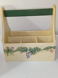 Soporte para servilletas/utensilios Pfaltzgraff Jamberry Woodish Caddy beige verde - Imagen 1 de 12