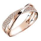 / Two Tone X Shape Cross Ring For Women Wedding Jewelry Cz Stone Finger Rings