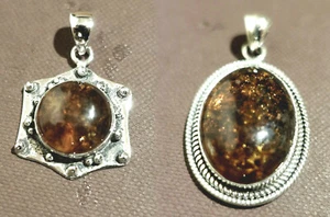 Anhänger, 925er Silber mit Bernstein, verschiedene Designs! - Picture 1 of 5