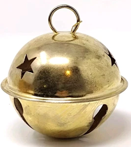 Vintage Large Brass Jingle Bell Sleigh Hanging Christmas Ornament Star Cutout 4" - Picture 1 of 13