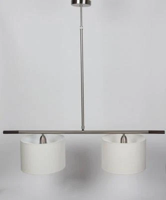 Bover Mani Pendant Light - Polished satin nickel body with walnut wood tips - Image 1 of 4