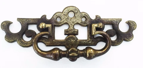 BRASS MId Century Modern FRENCH COUNTRY Drawer Pull Antique Hardware 3"centers Cover
