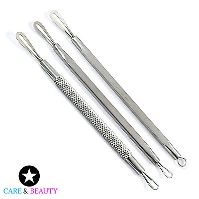 MEDENTRA MANUFACTURING PK 3er Set Komedonen Extraktoren Flecken Unreinheiten Akne Pickel Entferner Gesichtspflege Set