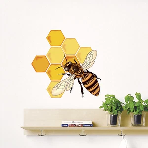 Wall Decals Full Color Bee Honey Decal Art Colorful Kids Room Sticker Decor DD17 - Picture 1 of 3