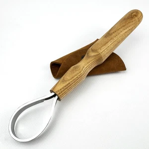 Long Scorp Knife – Forged 52100 Steel, Ash Handle, Sheath, Bowl Carving Tool - Picture 1 of 13