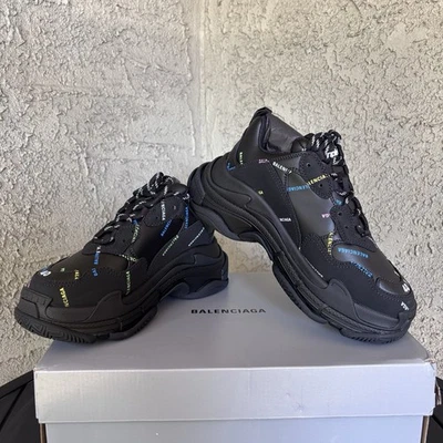NIB $1250 Balenciaga Triple S All Over Logo Women’s Sneakers Black Sz 40 US 10 - Image 1 of 4