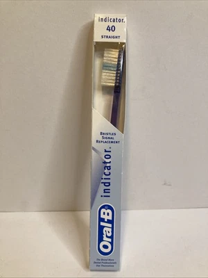 复古 1996 年 Oral B 指示灯 40 直牙刷蓝色 — 第 1/2 张图片