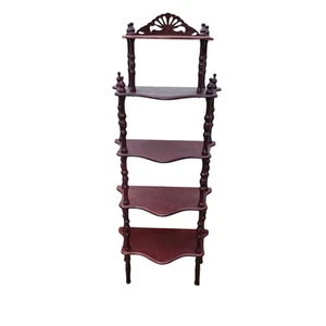 Vintage FRENCH VICTORIAN CHERRY WOOD 6 SHELVES  ORNATE ETAGERE shelf curio - Picture 1 of 18