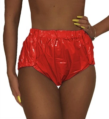 PVC Knöpferhose 4201GL Lack Rot GENÄHT Schwedenhose Windelhose ABDL - Bild 1 von 2