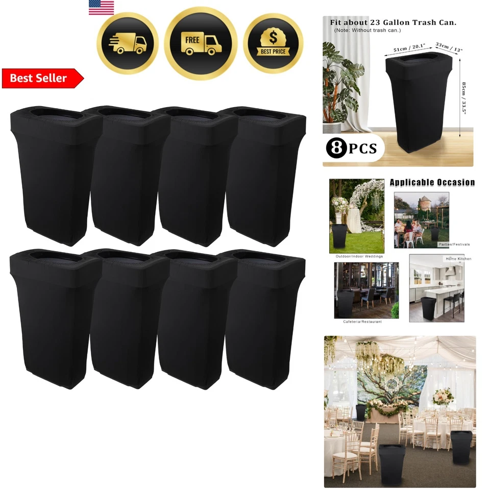 Trash Can Cover 23 Gallon Fitted Outdoor Waste Container Cover 8 Pack - Image 1 of 4