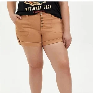 Torrid braune Shorts mit Knopfleiste und Bündchen Größe 18 - Bild 1 von 8