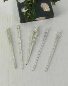 2066/25 5x alter Weihnachtsschmuck Christbaumschmuck Eiszapfen Eis Zapfen - Picture 1 of 3